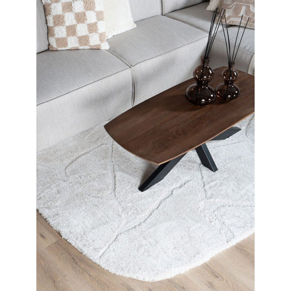 Salontafel ForgeWood – Espresso Mangohout 120×55 cm met Zwarte Kruispoot