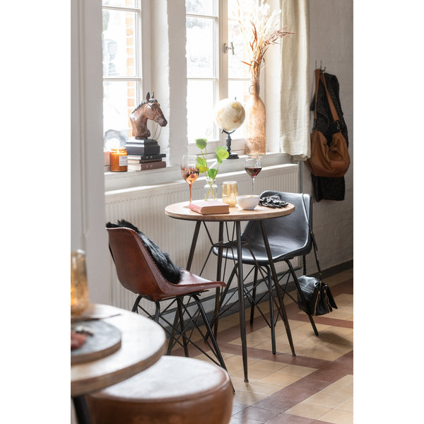 J-Line Set van 2 Eetkamerstoelen Loft – Kunstleer & Metaal – Zwart