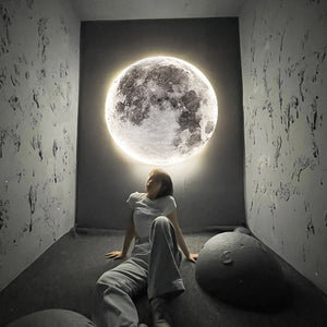 3D LED Maan Wandlamp Zwart  Moderne Plafond- en Wandverlichting voor Interieur