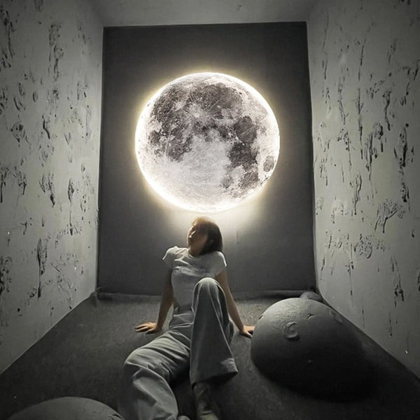 3D LED Maan Wandlamp Zwart  Moderne Plafond- en Wandverlichting voor Interieur