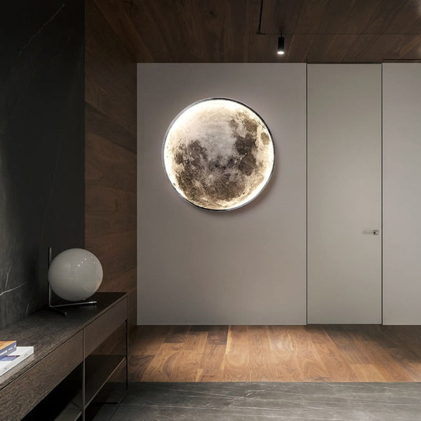 3D LED Maan Wandlamp Zwart  Moderne Plafond- en Wandverlichting voor Interieur