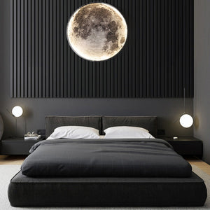 3D LED Maan Wandlamp Zwart  Moderne Plafond- en Wandverlichting voor Interieur