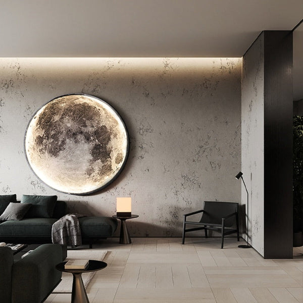 3D LED Maan Wandlamp Zwart  Moderne Plafond- en Wandverlichting voor Interieur