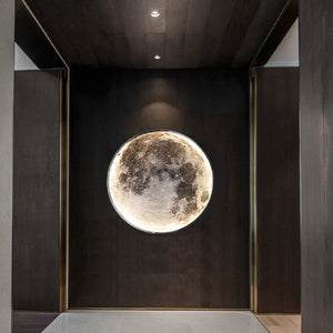 3D LED Maan Wandlamp Zwart  Moderne Plafond- en Wandverlichting voor Interieur