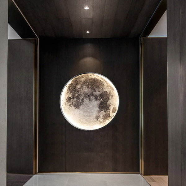 3D LED Maan Wandlamp Zwart  Moderne Plafond- en Wandverlichting voor Interieur