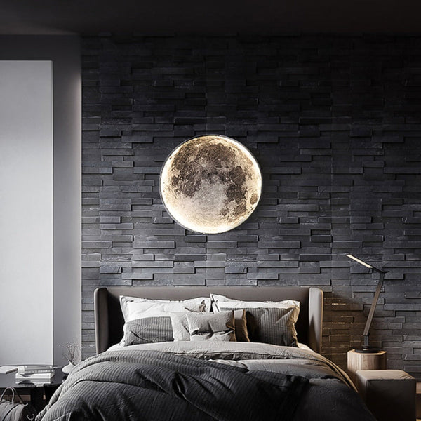 3D LED Maan Wandlamp Zwart  Moderne Plafond- en Wandverlichting voor Interieur