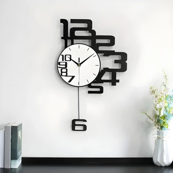 Grote Zwarte Wanduhr – Moderne Minimalistische Stille Klok