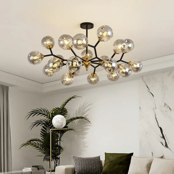 Moderne Hanglamp met Zwevende Glazen Bollen – Elegante LED-Kroonluchter voor Woonruimtes