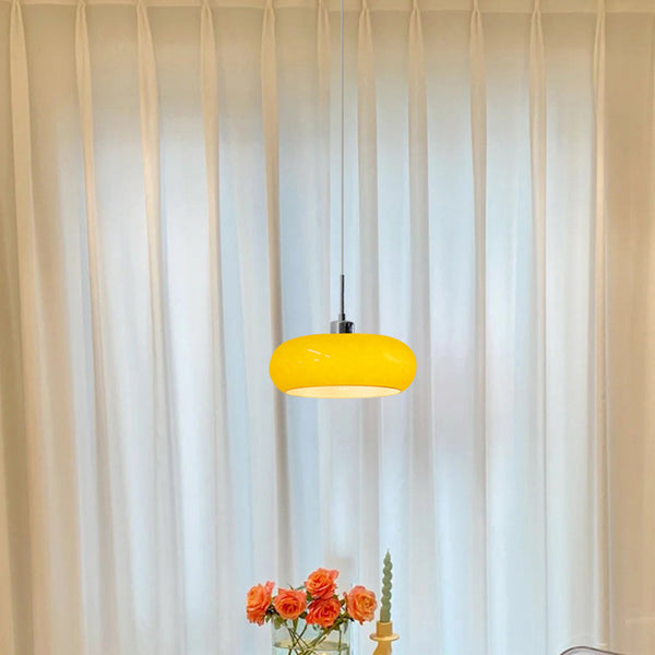 Moderne Glazen Hanglamp Oranje/Wit – 28 cm Dimbare Plafondlamp