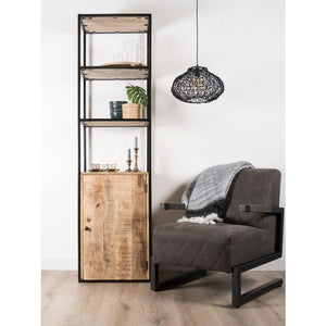 Vakkenkast Cil – Mangohout & Metaal – 200 x 55 cm – Met Deurtje