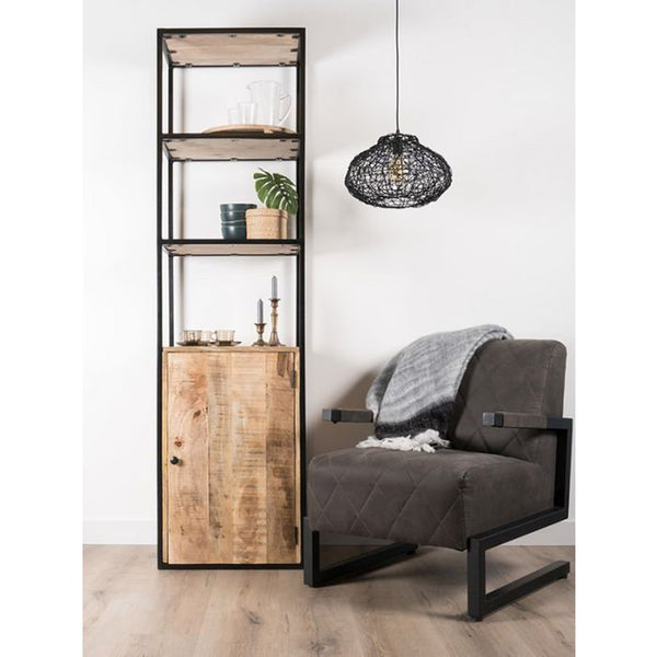 Vakkenkast Cil – Mangohout & Metaal – 200 x 55 cm – Met Deurtje