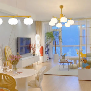 Creatieve Houten en Katoenen Bol Hanglamp voor Woonkamer – Moderne Minimalistische Plafondlamp