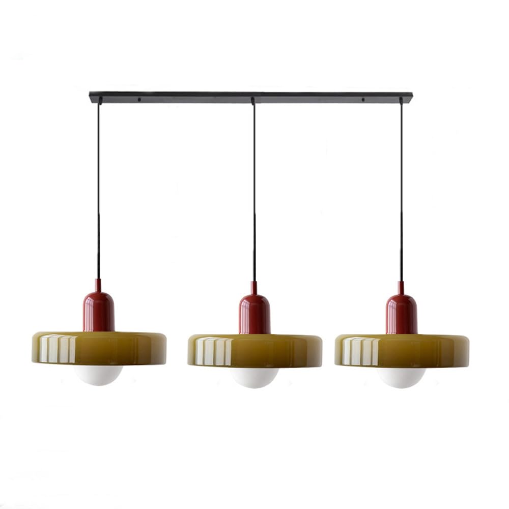 TrioGlow Hanglamp – Stijlvolle Drie Gekleurde Glazen Kappen voor Moderne Verlichting
