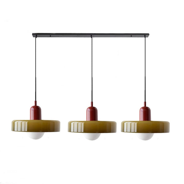 TrioGlow Hanglamp – Stijlvolle Drie Gekleurde Glazen Kappen voor Moderne Verlichting