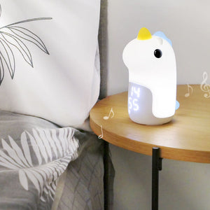 Schattige Eenhoorn LED Wekker & Nachtlampje – Compact, USB-Aangedreven Decoratieve Lamp
