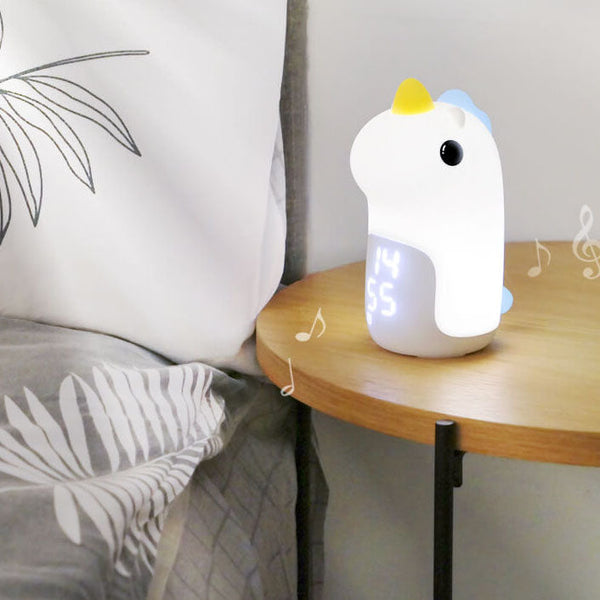 Schattige Eenhoorn LED Wekker & Nachtlampje – Compact, USB-Aangedreven Decoratieve Lamp