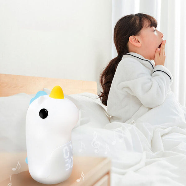 Schattige Eenhoorn LED Wekker & Nachtlampje – Compact, USB-Aangedreven Decoratieve Lamp