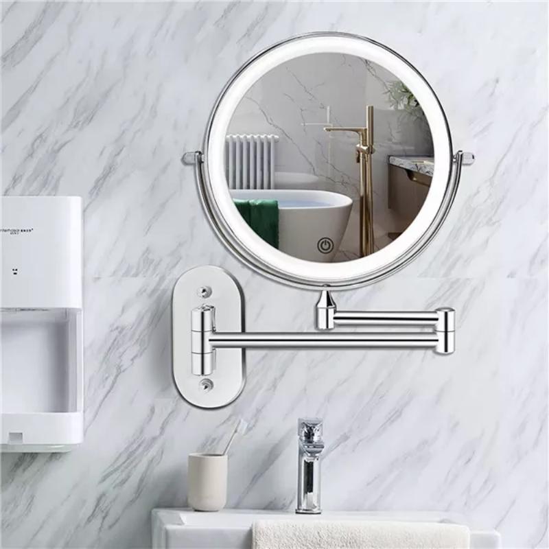 Oplaadbare LED Make-up Spiegel met 5x Vergroting en Instelbare Verlichting  Draagbare Toilettafel Spiegel