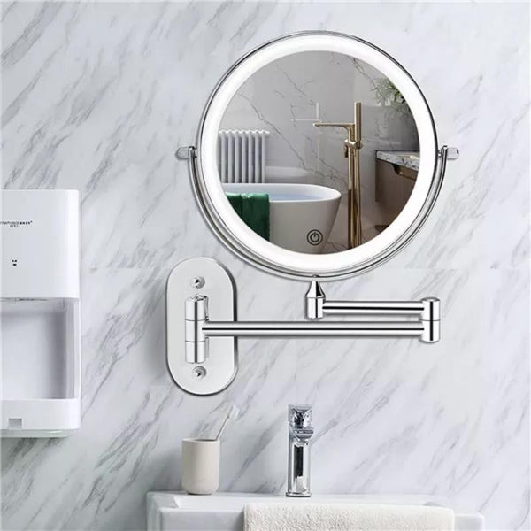 Oplaadbare LED Make-up Spiegel met 5x Vergroting en Instelbare Verlichting  Draagbare Toilettafel Spiegel