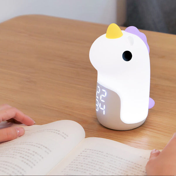 Schattige Eenhoorn LED Wekker & Nachtlampje – Compact, USB-Aangedreven Decoratieve Lamp