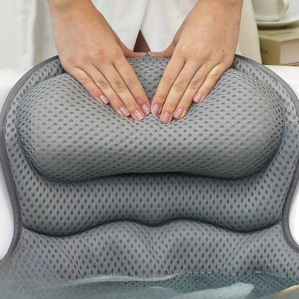 4D Luxe Badkussen met Ergonomische Nek  Rugsteun Spa Comfort Thuis