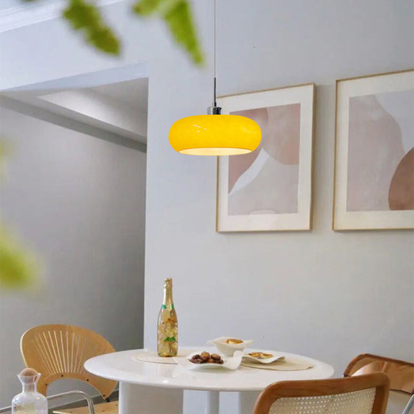 Moderne Glazen Hanglamp Oranje/Wit – 28 cm Dimbare Plafondlamp