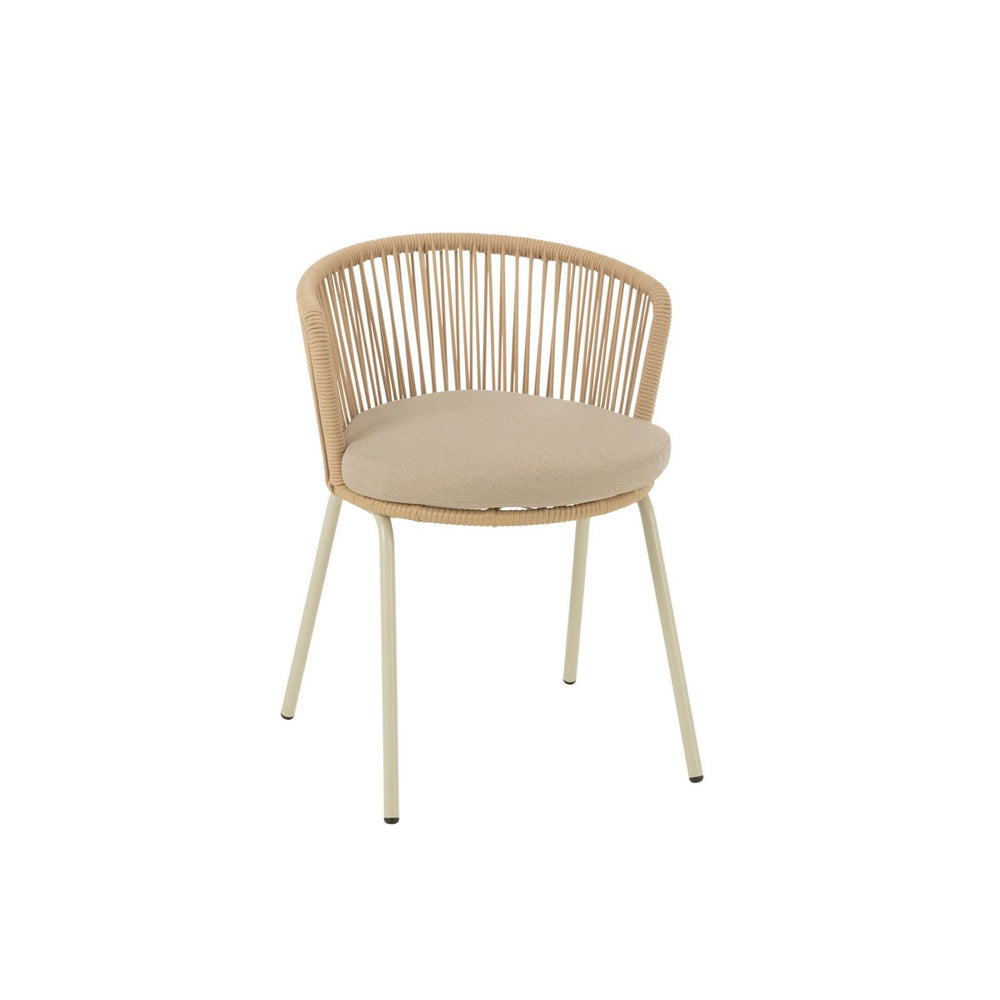 J-Line Toa Eetkamerstoel – Metaal & Koord – Beige – Comfort & Design