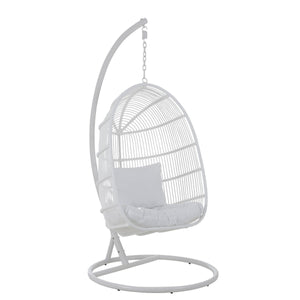 J-Line Hangstoel Ovaal – Staal – Wit – 119×105×193 cm – Luxe loungestoel met kussen