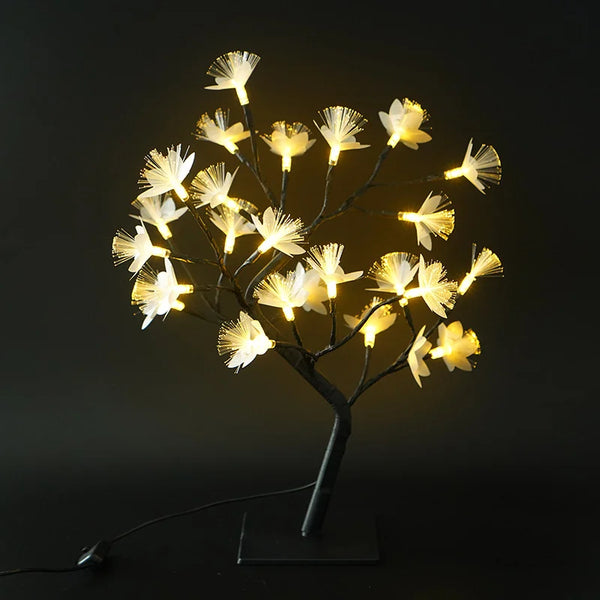Elegante Bloesemberk LED Boom Lamp – Fiber Optic Decoratieve Verlichting