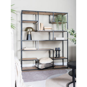 Vakkenkast Huub – Mangohout & Metaal – 210 x 145 cm – Industriële Roomdivider