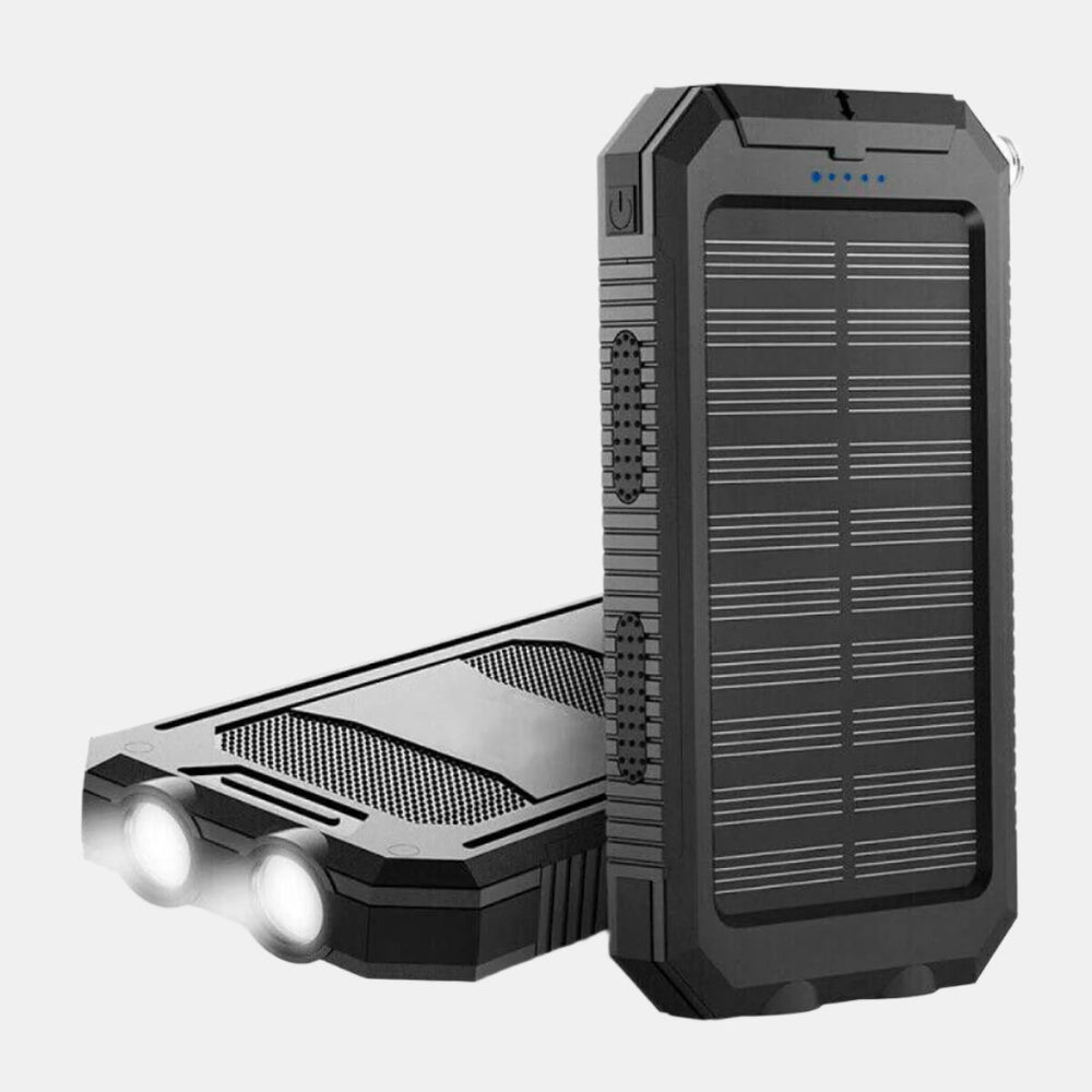 20.000mAh Zonne-oplader Powerbank  Draagbare Outdoor Charger met LED licht  Dubbele USB