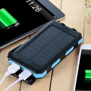 20.000mAh Zonne-oplader Powerbank  Draagbare Outdoor Charger met LED licht  Dubbele USB