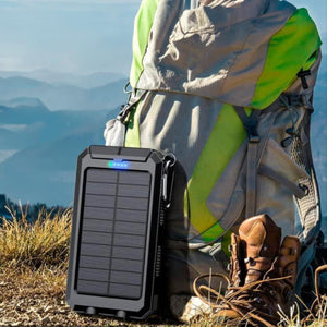 20.000mAh Zonne-oplader Powerbank  Draagbare Outdoor Charger met LED licht  Dubbele USB