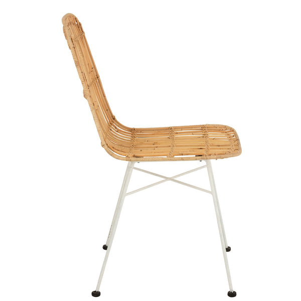 J-Line Stoel Ema – Rotan & Metaal – Naturel/Wit