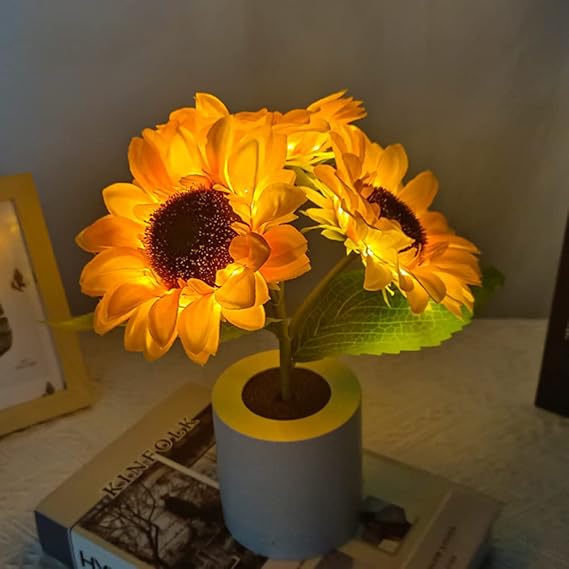Sprankelende Zonnebloem LED Tafellamp – Gezellige Sfeerverlichting & Woondecoratie