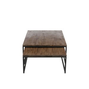 J-Line Salontafel – Hout & Metaal – Bruin/Zwart – Set van 2 – 120×80×38,5 cm
