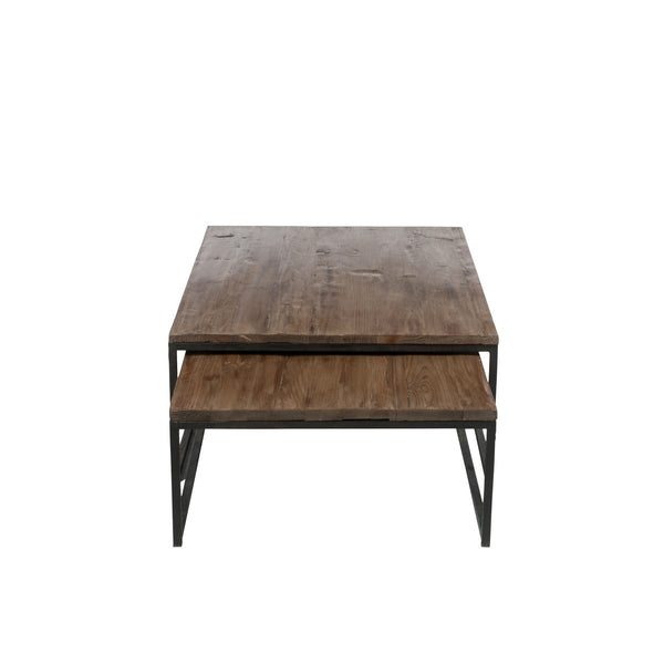 J-Line Salontafel – Hout & Metaal – Bruin/Zwart – Set van 2 – 120×80×38,5 cm