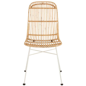 J-Line Stoel Ema – Rotan & Metaal – Naturel/Wit