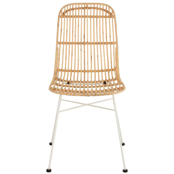 J-Line Stoel Ema – Rotan & Metaal – Naturel/Wit