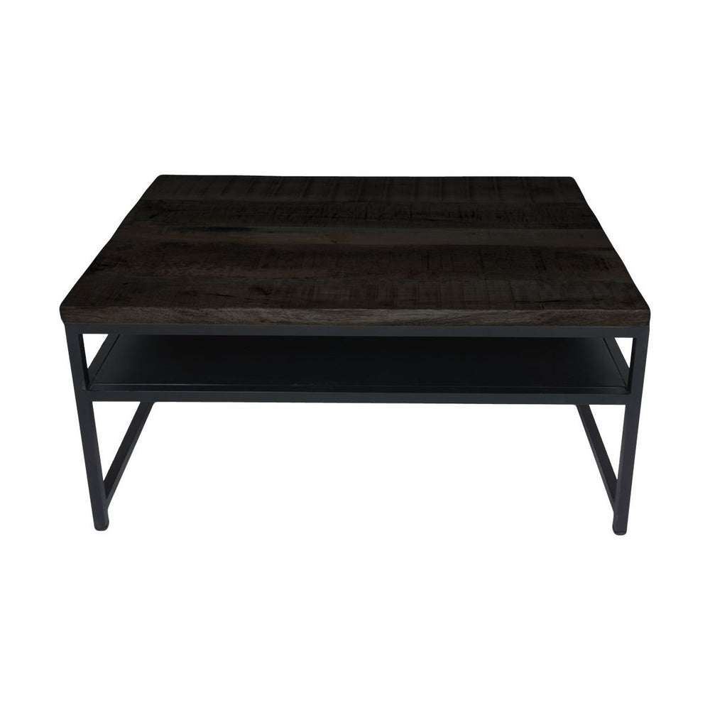 Salontafel Delhi – Zwart Mangohout & Metaal – Industrieel Design – 91x61 cm