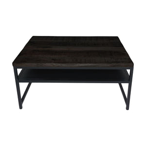 Salontafel Delhi – Zwart Mangohout & Metaal – Industrieel Design – 91x61 cm