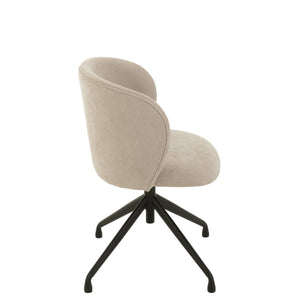 J-Line Stoel Turn/Up/Down Beige – Textiel & Metaal – Draaibare Comfortstoel met Designlook