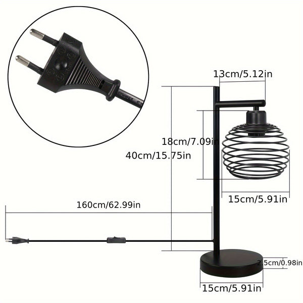 Verstelbare Retro Industriële Tafellamp – Vintage Bureaulamp met E27 Fitting, Zwarte Afwerking