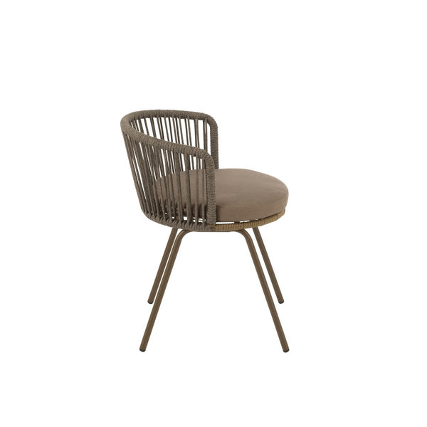 J-Line Stoel Toa – Metaal & Touw – Bruin – Comfortabel & Stijlvol Design