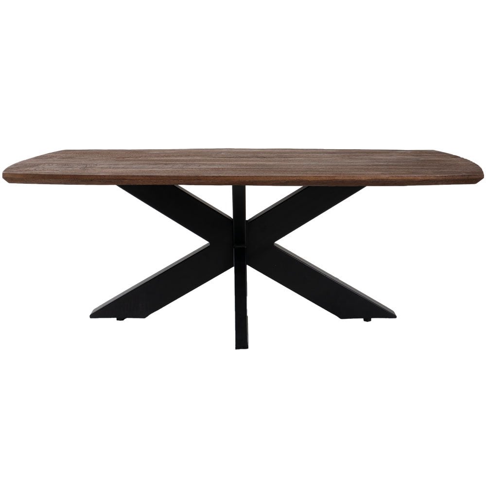 Eettafel ForgeWood – Espresso Mangohout 190×90 cm met Zwarte Kruispoot