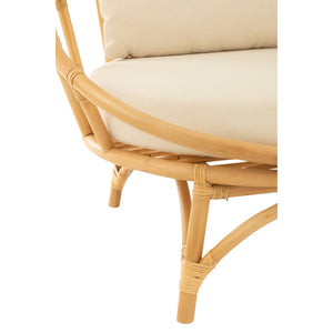 J-Line Stoel Met Kussen Naturel – Rotan – Loungefauteuil in Wit & Bruin