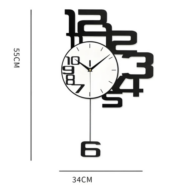 Grote Zwarte Wanduhr – Moderne Minimalistische Stille Klok
