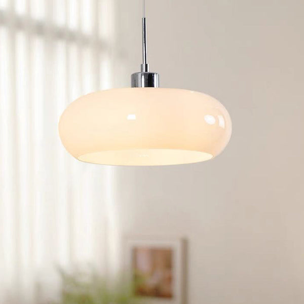 Moderne Glazen Hanglamp Oranje/Wit – 28 cm Dimbare Plafondlamp