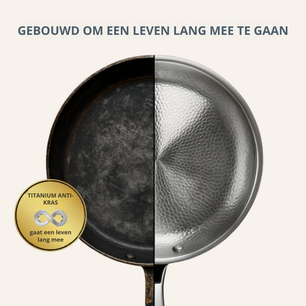 Titanium Gehamerde Pan – Duurzaam, Gifvrij & Stijlvol Kookgerei voor Elke Keuken