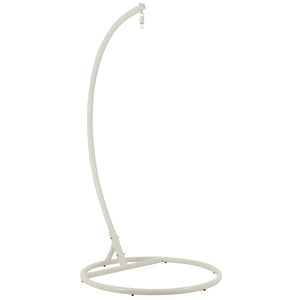 J-Line Hangstoel Bula – Inclusief Kussens – Wit Metaal & Riet – 113x103x197 cm